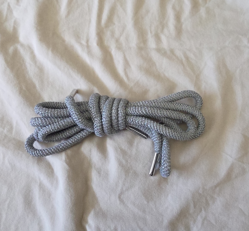 Reflective Silver Shoelaces with Metal Aglets - Men Accessories